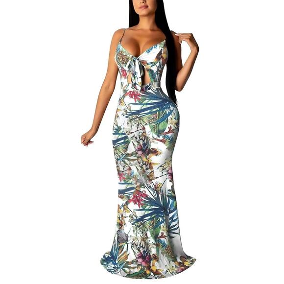 Tropical Floral Maxi Dress - Picture 1 of 6